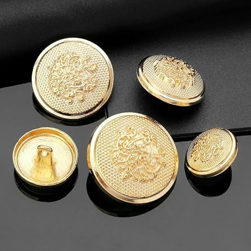10 Stück Vintage-Metallknöpfe, hochwertiger Anzug, Trenchcoat, Vintage, goldener runder Mantel, dekorative Knöpfe, Zubehör, 5–99–16–15 mm von QPFNEI