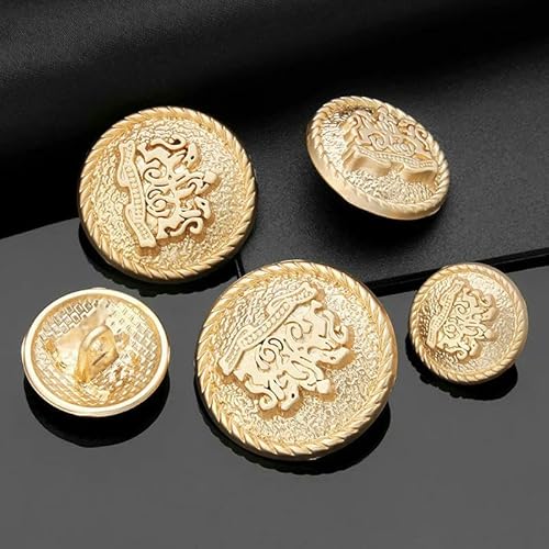 10 Stück Vintage-Metallknöpfe, hochwertiger Anzug, Trenchcoat, Vintage, goldener runder Mantel, dekorative Knöpfe, Zubehör, 5-99-3-23,0 mm von QPFNEI