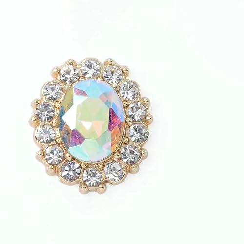 10 Stück elegante ovale Strass-Dekorationsknopfkante Diamantschnalle DIY Basteln Kleidung Braut Hochzeitskleid Haarschmuck-19335-10 Stück von QPFNEI