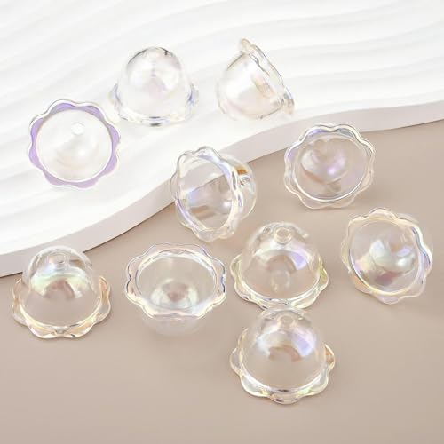 10 Stück mehrblättrige Blume Acryl Perlenkappen Charms für DIY Bunte Windglocken Perlen Anhänger Ohrring Schmuckherstellung Zubehör-02 von QPFNEI