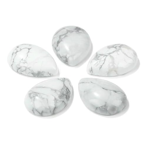 10 Stück natürliche flache Tigerauge-Stein-Cabochon-Perlen, Wassertropfen-Patch, Kamee-Perlen zur Schmuckherstellung, DIY-Ring, Ohrringe, Armbänder, Nr. 20, Howlith, 15 x 20 mm von QPFNEI