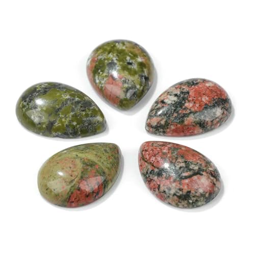 10 Stück natürliche flache Tigerauge-Stein-Cabochon-Perlen, Wassertropfen-Patch, Kamee-Perlen zur Schmuckherstellung, DIY-Ring, Ohrringe, Armbänder, Nr. 23, Unakit, 13 x 18 mm 10 Stück natürliche flache Tigerauge-Stein-Cabochon-Perlen, Wassertropfen-Patch, Kamee-Perlen zur Schmuckherstellung, DIY-Ring, Ohrringe, Armbänder, Nr. 23, Unakit, 13 x 18 mm von QPFNEI