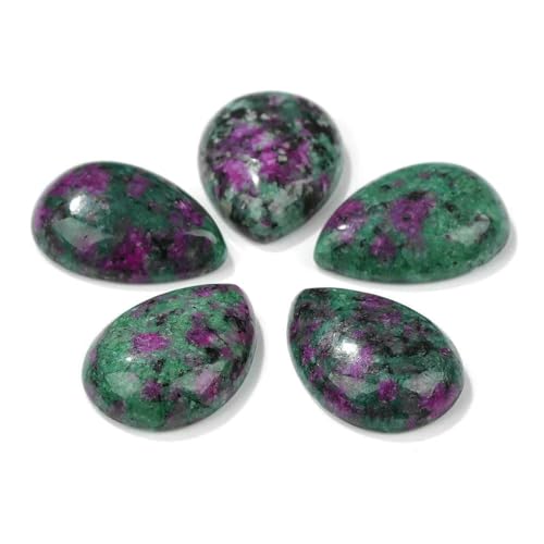 10 Stück natürliche flache Tigerauge-Stein-Cabochon-Perlen, Wassertropfen-Patch, Kamee-Perlen zur Schmuckherstellung, DIY-Ring, Ohrringe, Armbänder, Nr. 24, Jaspis, 10 x 14,0 mm von QPFNEI