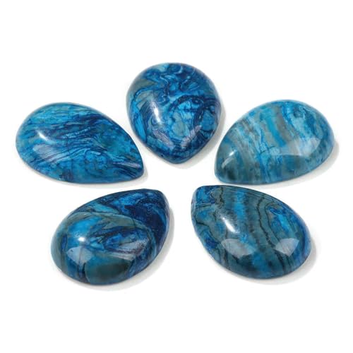10 Stück natürliche flache Tigerauge-Stein-Cabochon-Perlen, Wassertropfen-Patch, Kamee-Perlen zur Schmuckherstellung, DIY-Ring, Ohrringe, Armbänder, Nr. 28, Jaspis, 18 x 25 mm von QPFNEI