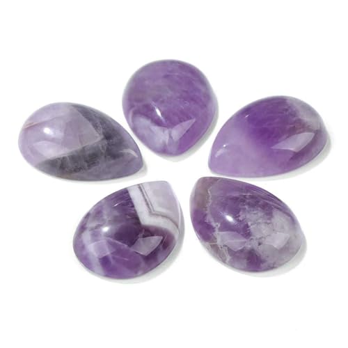 10 Stück natürliche flache Tigerauge-Stein-Cabochon-Perlen, Wassertropfen-Patch, Kamee-Perlen zur Schmuckherstellung, DIY-Ring, Ohrringe, Armbänder, Nr. 33, Amethyst, 18 x 25 mm von QPFNEI