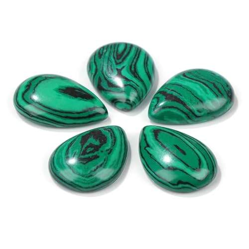 10 Stück natürliche flache Tigerauge-Stein-Cabochon-Perlen, Wassertropfen-Patch, Kamee-Perlen zur Schmuckherstellung, DIY-Ring, Ohrringe, Armbänder, Nr. 4, Malachit, 13 x 18 mm 10 Stück natürliche flache Tigerauge-Stein-Cabochon-Perlen, Wassertropfen-Patch, Kamee-Perlen zur Schmuckherstellung, DIY-Ring, Ohrringe, Armbänder, Nr. 4, Malachit, 13 x 18 mm von QPFNEI