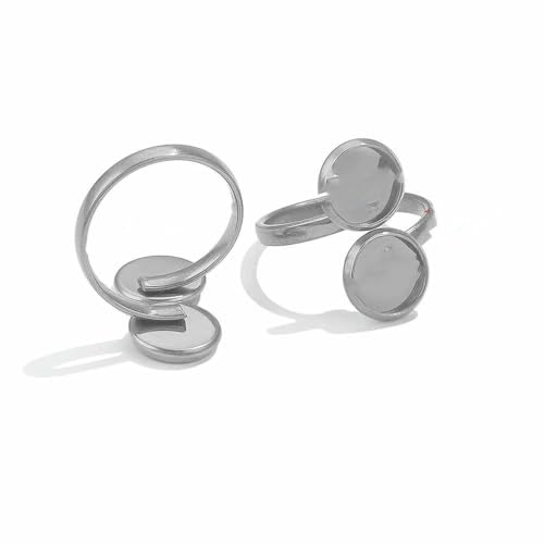 10 Stück verstellbare Ringfassungen aus Edelstahl, blanke Basis, Glascabochons, Kameen-Lünetten, DIY-Tablett, blanke Ringe, Schmuckzubehör, Z1202SA 10 Stück verstellbare Ringfassungen aus Edelstahl, blanke Basis, Glascabochons, Kameen-Lünetten, DIY-Tablett, blanke Ringe, Schmuckzubehör, Z1202SA von QPFNEI
