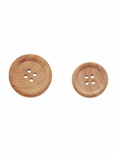 10 & 30 Stück Naturfarbene runde Paspelknöpfe mit Kamelienholzmaserung, 10–30 mm, Nähzubehör, Kleidung, 4-Loch-Knopf, KNOPF MT90, Durchmesser 10 mm, 30 Stück von QPFNEI