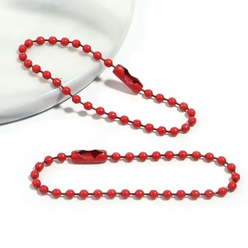 100 Stück/Los 10 cm Eisen Bunte Kugelperlenkette Passend für Schlüsselring Schlüsselanhänger Puppenetikett Handanhänger Anschluss DIY Schmuckherstellung-rot-10 cm von QPFNEI