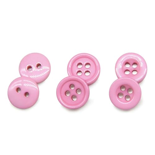 100 Stück/Los Harz-Nähknöpfe, rund, 9/10/11 mm, zum Aufnähen, Zubehör, handgefertigt, Kinderknöpfe, Basteln, DIY-Pink502-NO005, 9 mm von QPFNEI