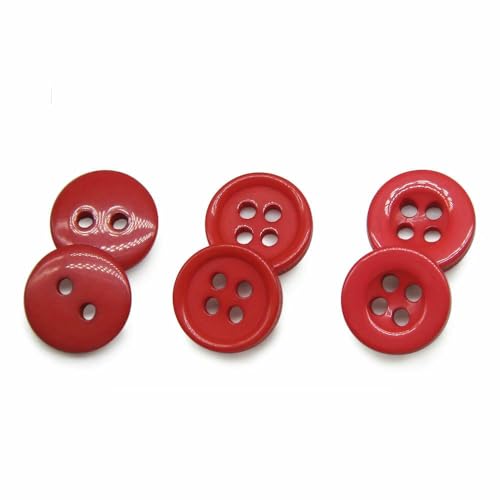 100 Stück/Los Harz-Nähknopf, rund, 9/10/11 mm, zum Aufnähen, Zubehör, handgefertigt, Kinderknopf, Basteln, DIY-Rot401-NO005, 9 mm von QPFNEI
