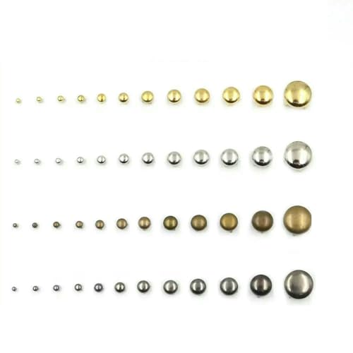 100 Stück 2,5–16 mm runde Kuppelnieten, Spike-Nieten, Punkte, Nagelkopf, Punkrock, DIY, Lederhandwerk für Schuhe, Kleidung, Taschen, Teile, Dekoration, 9 mm, Gold von QPFNEI