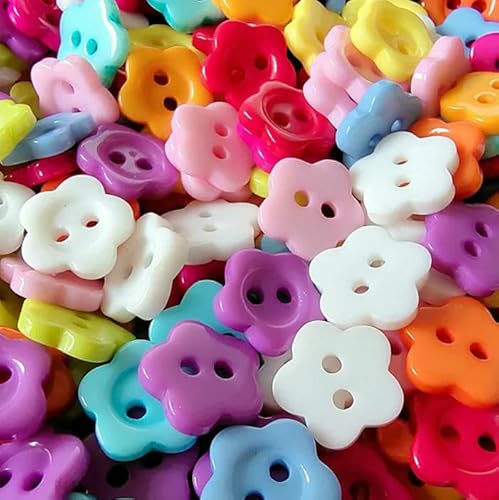 100 Stück süße Pflaumenblüten-Blumenknöpfe, Nähknöpfe, Basteln, handgefertigte Kinderknöpfe, Kinderpulloverknöpfe, mehrfarbig, 13,0 mm von QPFNEI