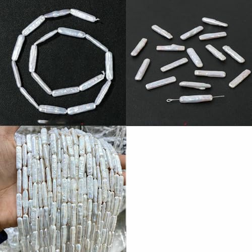 100% natürliche Perlen, Perlen, Charms, weiße Süßwasser-Barockperlen, lose Perlen zur Schmuckherstellung, DIY-Halskette, Ohrringe, Armband, 11 Streifen,1 Vollstrang von QPFNEI