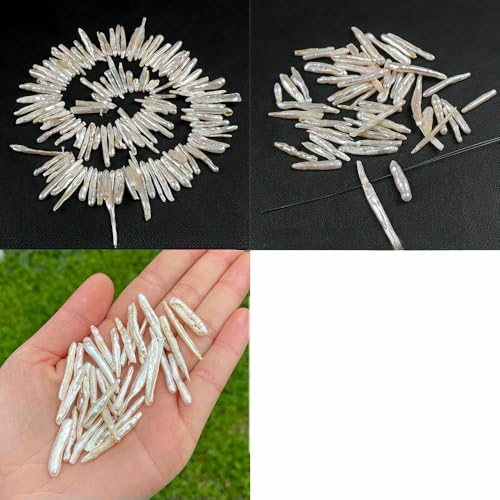 100% natürliche Perlen, Perlen, Charms, weiße Süßwasser-Barockperlen, lose Perlen zur Schmuckherstellung, DIY-Halskette, Ohrringe, Armband, 25 lang, 1 Vollstrang von QPFNEI