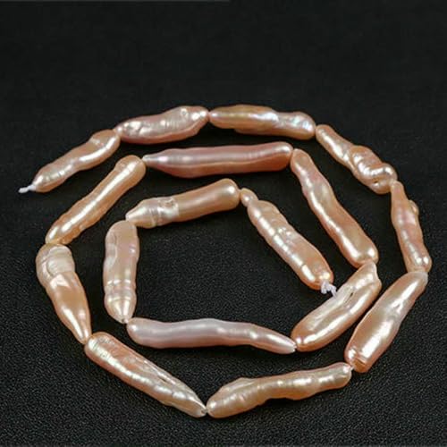100% natürliche Perlen, Perlen, Charms, weiße Süßwasser-Barockperlen, lose Perlen zur Schmuckherstellung, DIY-Halskette, Ohrringe, Armband – 28 lange Streifen –1 ganzer Strang von QPFNEI