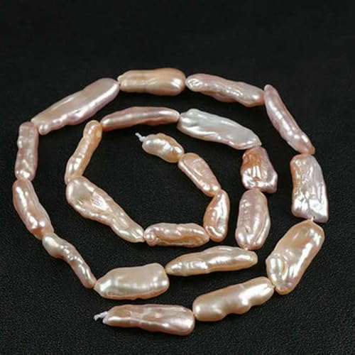 100% natürliche Perlen, Perlen, Charms, weiße Süßwasser-Barockperlen, lose Perlen zur Schmuckherstellung, DIY-Halskette, Ohrringe, Armband – 31 langer Streifen – 1 ganzer Strang von QPFNEI