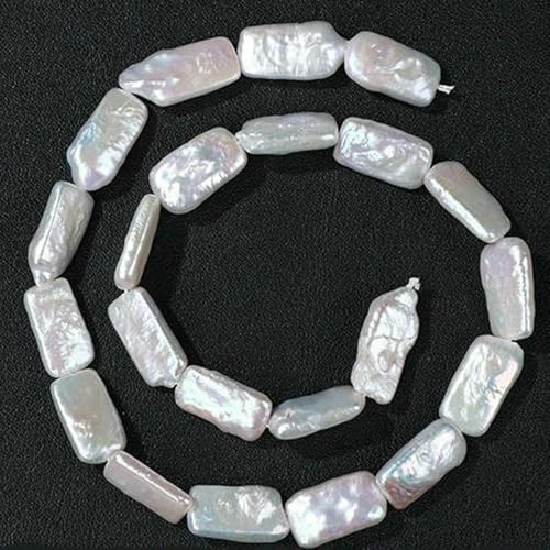 100% natürliche Perlen, Perlen, Charms, weiße Süßwasser-Barockperlen, lose Perlen zur Schmuckherstellung, DIY-Halsketten, Ohrringe, Armbänder,15 Rechtecke, 1 Vollstrang von QPFNEI