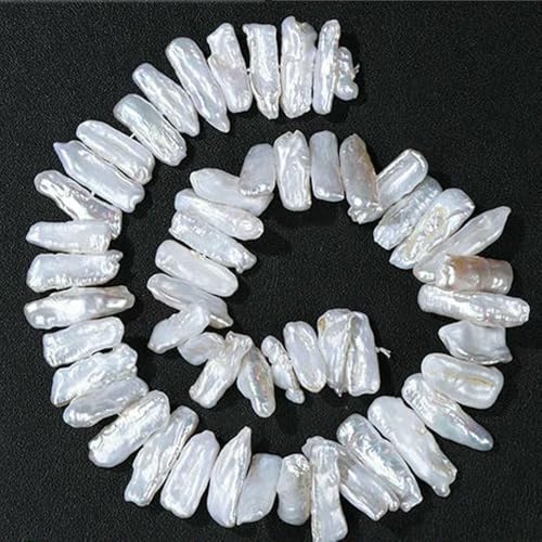 100% natürliche Perlen, Perlen, Charms, weiße Süßwasser-Barockperlen, lose Perlen zur Schmuckherstellung, DIY-Halsketten, Ohrringe, Armbänder,6 lange Streifen,1 ganzer Strang von QPFNEI