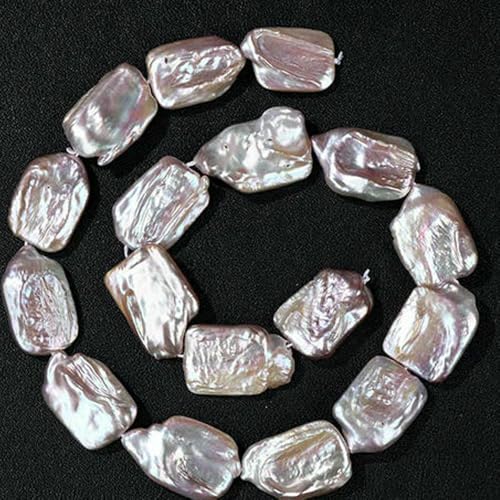 100% natürliche Perlen, Perlen, Charms, weiße Süßwasser-Barockperlen, lose Perlen zur Schmuckherstellung, DIY-Halsketten, Ohrringe, Armbänder – 12 unregelmäßige Quadrate – 1 ganzer Str von QPFNEI