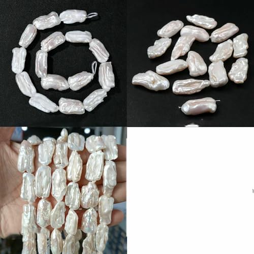100% natürliche Perlen, Perlen, Charms, weiße Süßwasser-Barockperlen, lose Perlen zur Schmuckherstellung, DIY-Halsketten, Ohrringe, Armbänder – 13 unregelmäßige Streifen –1 ganzer Str von QPFNEI