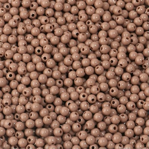 1000 Stück 4,0 mm Acryl-Perlen in Volltonfarbe, rund, zum Basteln, für Armbänder, Ohrringe, Herstellung von Abstandsperlen, DIY-Schmuckzubehör, Hellbraun 1000 Stück 4,0 mm Acryl-Perlen in Volltonfarbe, rund, zum Basteln, für Armbänder, Ohrringe, Herstellung von Abstandsperlen, DIY-Schmuckzubehör, Hellbraun von QPFNEI
