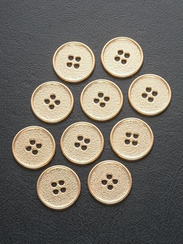 10pcs/Set Classic Round Flatback Buttons Jewelry DIY Hand Sewing 4 Holes Metal Buttons Apparel Accessories All Match-50pcs-Golden-18mm von QPFNEI