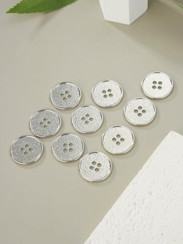 10pcs/Set Classic Round Flatback Buttons Jewelry DIY Hand Sewing 4 Holes Metal Buttons Apparel Accessories All Match-50pcs-Silver-20mm von QPFNEI