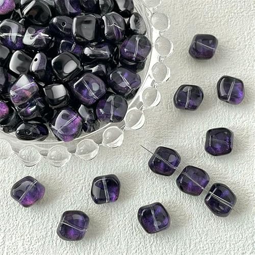 11 mm unregelmäßige transparente quadratische gedrehte Glasperlen, handgefertigt für die Herstellung von DIY-Schmuck, Charms, Armbänder, Halsketten, Ohrringe, 12–11 mm, 40 Stück von QPFNEI