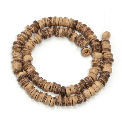 110/300 Stück runde Holzperlen aus Kokosnussschale, bunte Holzperlen, lose Perlen zur Schmuckherstellung, DIY-Halsketten, Armbandzubehör, heller Kaffee, ca. 5 mm, 300 Stück von QPFNEI