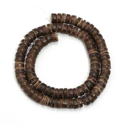 110/300 Stück runde Kokosnussschalen-Holzperlen, bunte Holzperlen, lose Perlen zur Schmuckherstellung, DIY-Halsketten, Armbandzubehör, dunkelkaffeebraun, ca. 10 mm, 110 Stück von QPFNEI