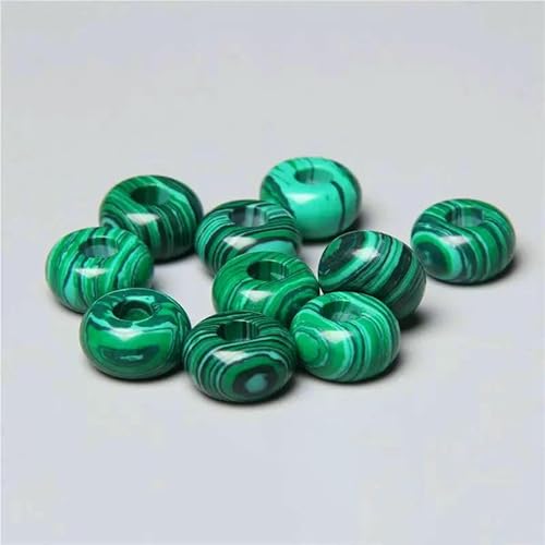 12 mm/14,0 mm große runde Perlen, Charms, Naturstein, Achate, große Lochperlen zur Schmuckherstellung, Halsketten, Ohrringe, Zubehör – 10 Malachit – 1 Stück von QPFNEI