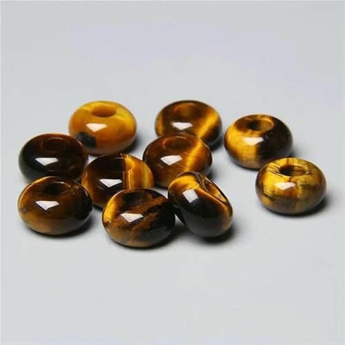 12 mm/14,0 mm große runde Perlen, Charms, Naturstein, Achate, große Lochperlen zur Schmuckherstellung, Halsketten, Ohrringe, Zubehör – 13 Tigerauge – 1 Stück von QPFNEI