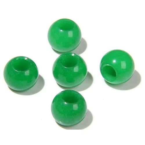 12 mm/14,0 mm große runde Perlen, Charms, Naturstein, Achate, große Lochperlen zur Schmuckherstellung, Halsketten, Ohrringe, Zubehör – 22 Chrysopras – 1 Stück von QPFNEI