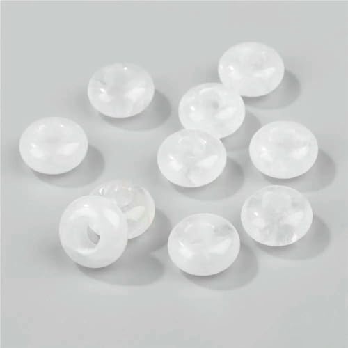12 mm/14,0 mm große runde Perlen, Charms, Naturstein, Achate, große Lochperlen zur Schmuckherstellung, Halsketten, Ohrringe, Zubehör – 23 weißer Kristall – 10 Stück von QPFNEI