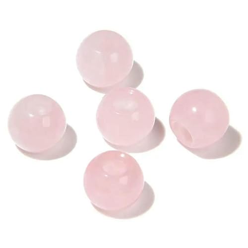 12 mm/14,0 mm große runde Perlen, Charms, Naturstein, Achate, große Lochperlen zur Schmuckherstellung, Halsketten, Ohrringe, Zubehör – 31 Rosenquarz – 5 Stück 12 mm/14,0 mm große runde Perlen, Charms, Naturstein, Achate, große Lochperlen zur Schmuckherstellung, Halsketten, Ohrringe, Zubehör – 31 Rosenquarz – 5 Stück von QPFNEI