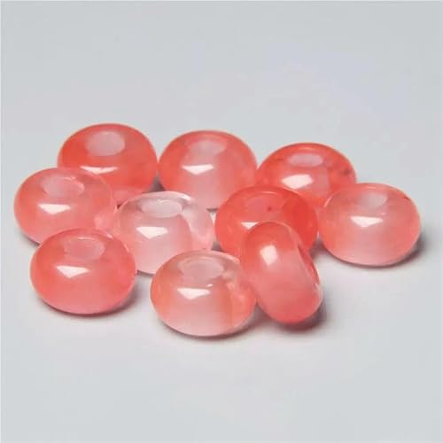 12 mm/14,0 mm große runde Perlen, Charms, Naturstein-Achate, große Lochperlen zur Schmuckherstellung, Halsketten, Ohrringe, Zubehör – 1 Wassermelone – 10 Stück von QPFNEI