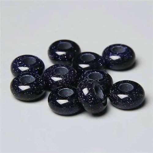 12 mm/14,0 mm große runde Perlen, Charms, Naturstein-Achate, große Lochperlen zur Schmuckherstellung, Halsketten, Ohrringe, Zubehör – 15 Blauer Sandstein – 1 Stück von QPFNEI