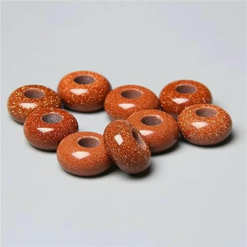 12 mm/14,0 mm große runde Perlen, Charms, Naturstein-Achate, große Lochperlen zur Schmuckherstellung, Halsketten, Ohrringe, Zubehör – 17 Sandstein – 10 Stück von QPFNEI