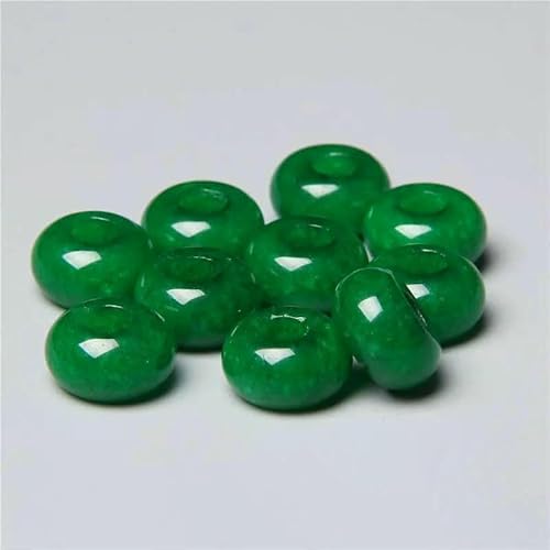 12 mm/14,0 mm große runde Perlen, Charms, Naturstein-Achate, große Lochperlen zur Schmuckherstellung, Halsketten, Ohrringe, Zubehör – 18 Jade – 5 Stück von QPFNEI