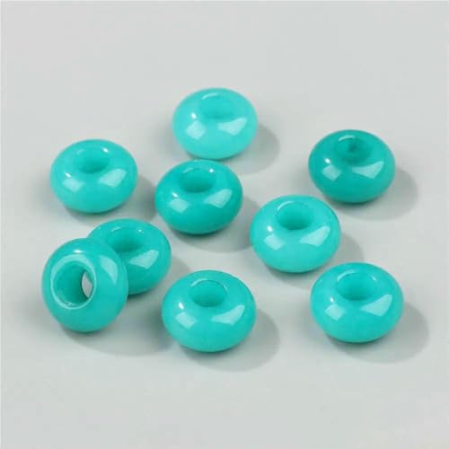 12 mm/14,0 mm große runde Perlen, Charms, Naturstein-Achate, große Lochperlen zur Schmuckherstellung, Halsketten, Ohrringe, Zubehör – 24 Jadess – 1 Stück von QPFNEI