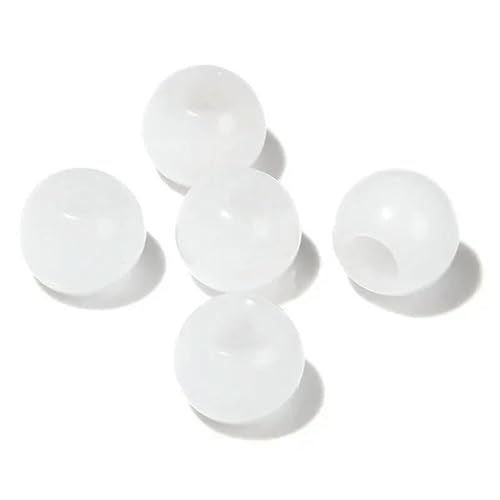 12 mm/14,0 mm große runde Perlen, Charms, Naturstein-Achate, große Lochperlen zur Schmuckherstellung, Halsketten, Ohrringe, Zubehör – 26 weiße Jade – 1 Stück 12 mm/14,0 mm große runde Perlen, Charms, Naturstein-Achate, große Lochperlen zur Schmuckherstellung, Halsketten, Ohrringe, Zubehör – 26 weiße Jade – 1 Stück von QPFNEI