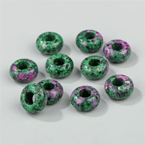 12 mm/14,0 mm große runde Perlen, Charms, Naturstein-Achate, große Lochperlen zur Schmuckherstellung, Halsketten, Ohrringe, Zubehör – 30 Rubin-Zoisit – 1 Stück von QPFNEI