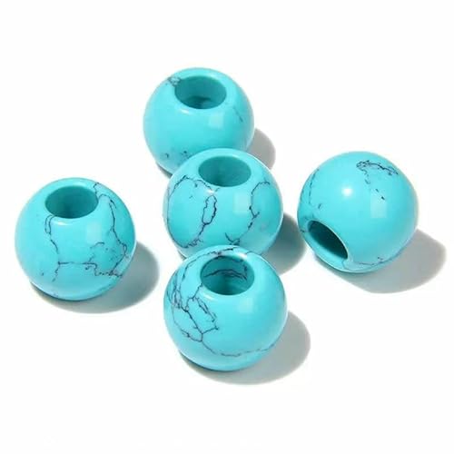 12 mm/14,0 mm große runde Perlen, Charms, Naturstein-Achate, große Lochperlen zur Schmuckherstellung, Halsketten, Ohrringe, Zubehör – 32 Türkis – 10 Stück 12 mm/14,0 mm große runde Perlen, Charms, Naturstein-Achate, große Lochperlen zur Schmuckherstellung, Halsketten, Ohrringe, Zubehör – 32 Türkis – 10 Stück von QPFNEI