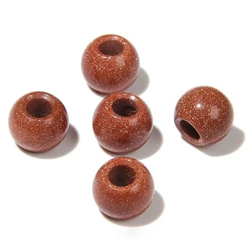 12 mm/14,0 mm große runde Perlen, Charms, Naturstein-Achate, große Lochperlen zur Schmuckherstellung, Halsketten, Ohrringe, Zubehör – 35 Sandstein – 1 Stück von QPFNEI