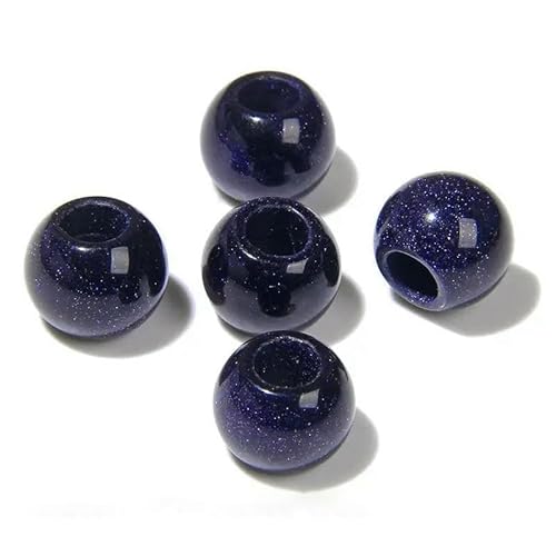 12 mm/14,0 mm große runde Perlen, Charms, Naturstein-Achate, große Lochperlen zur Schmuckherstellung, Halsketten, Ohrringe, Zubehör – 36 Blauer Sandstein – 10 Stück von QPFNEI