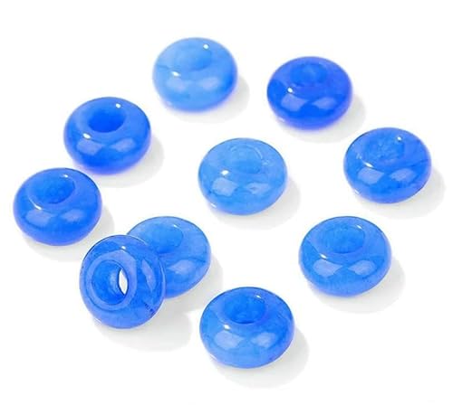 12 mm/14,0 mm große runde Perlen, Charms, Naturstein-Achate, große Lochperlen zur Schmuckherstellung, Halsketten, Ohrringe, Zubehör – 38 Chalcedon – 10 Stück von QPFNEI