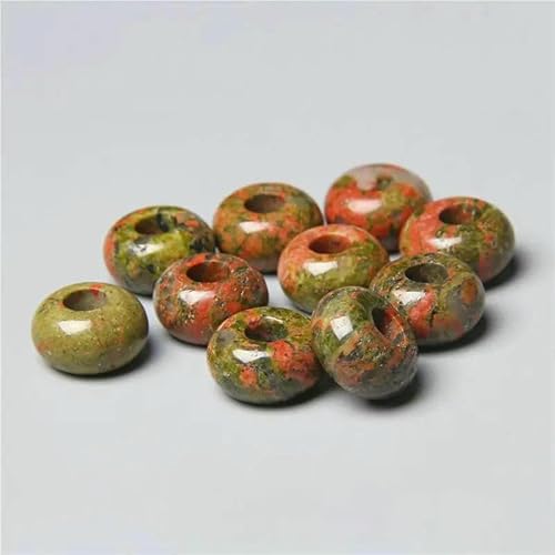12 mm/14,0 mm große runde Perlen, Charms, Naturstein-Achate, große Lochperlen zur Schmuckherstellung, Halsketten, Ohrringe, Zubehör – 5 Unakit – 10 Stück von QPFNEI