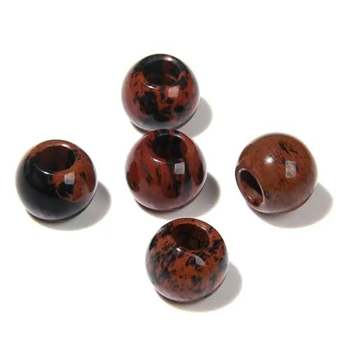 12 mm/14,0 mm große runde Perlen, Charms, Naturstein-Achate, große Lochperlen zur Schmuckherstellung, Halsketten, Ohrringe, Zubehör – 7 Schwäne – 5 Stück von QPFNEI