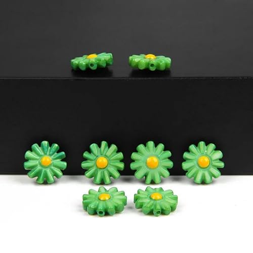 12 mm natürliche Muschelperlen, Blumenanhänger, Perlmutt, Sonnenblumen-Perlen, lose Perlen zur Schmuckherstellung,Armband, DIY-Halskette, Farbe: Grün, 5 Stück von QPFNEI